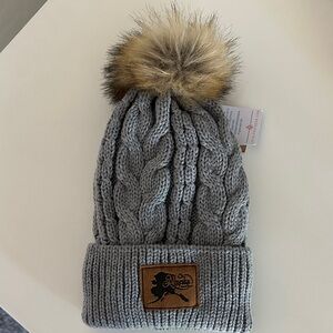 Gray Knit Alyeska Pom-Pom Beanie